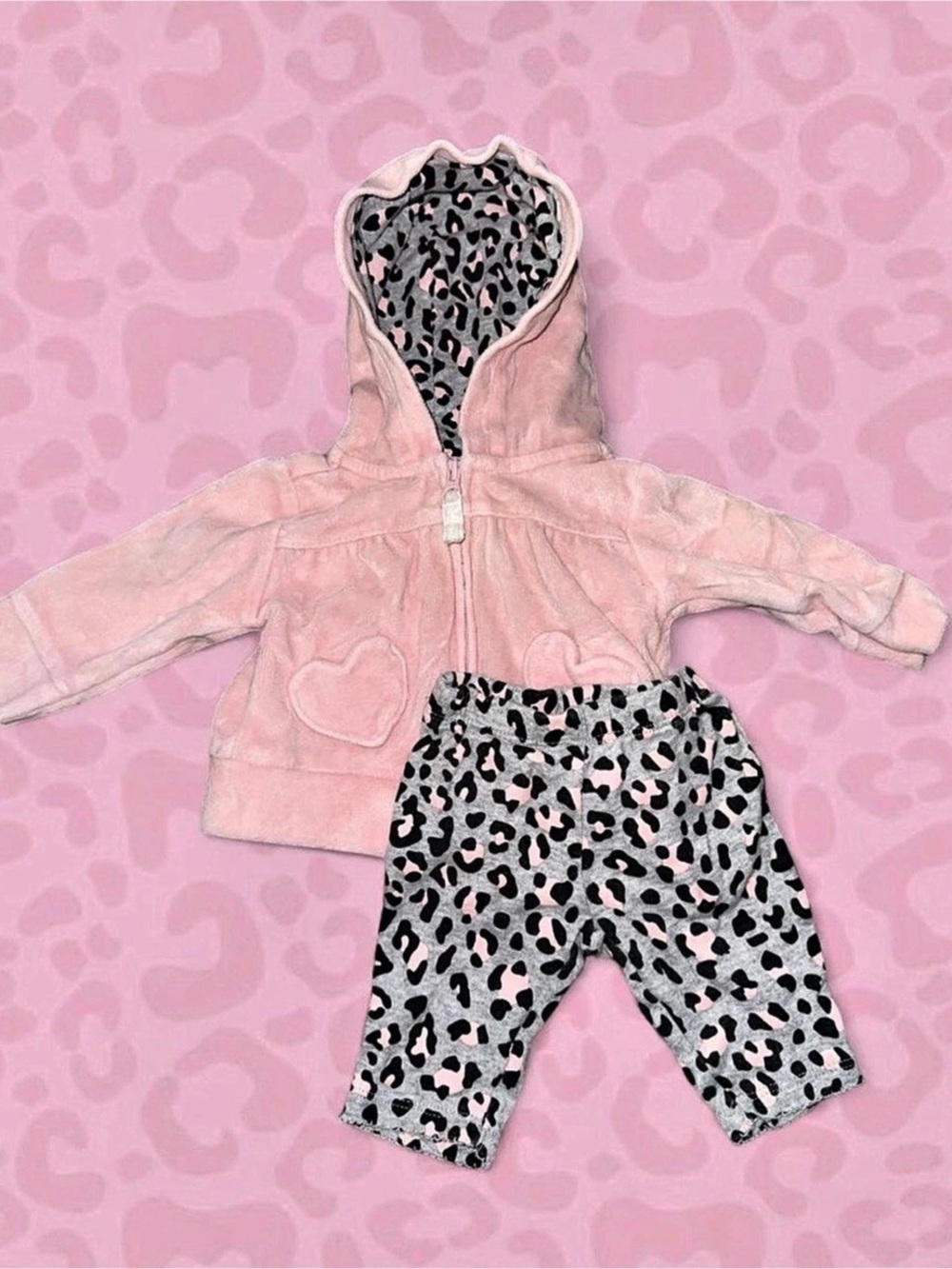 Kids Pink & Black Animal Print Matching Set